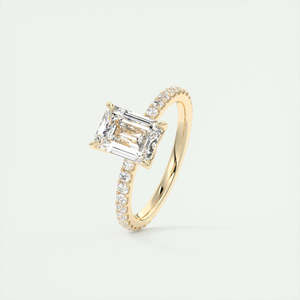 Bague de mariage en or massif 18 carats de créateur de luxe, bague de fiançailles solitaire en diamant de taille émeraude, cadeau de bijoux de style classique - Product Image 4