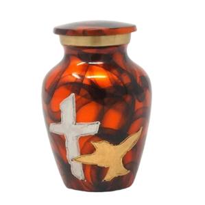 โกศอลูมิเนียมสีฟ้าหินอ่อนมีหลายสีและดีไซน์โกศเผาศพพร้อมแถบพิวเตอร์ - Product Image 2