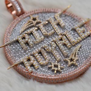 Colgante personalizable con letras 3D para hombre, colgante VVS Moissanite, nombre personalizado, estilo helado, colgantes con acabado en oro rosa de 14 quilates - Product Image 2