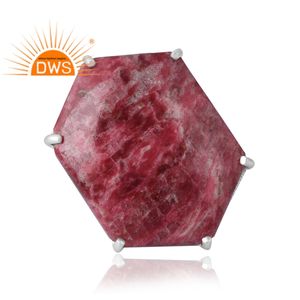 แหวนพลอยสีชมพูธรรมชาติสีเงินสเตอร์ลิงออกแบบอย่างมีสไตล์สำหรับเป็นของขวัญสำหรับผู้หญิง - Product Image 3