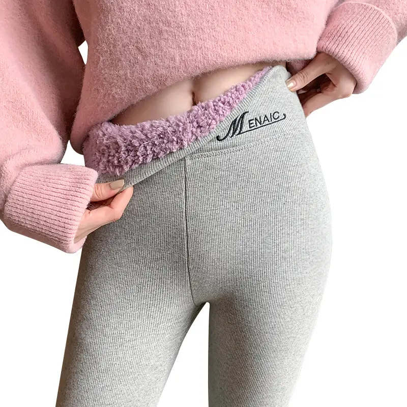 Fleece Lined Leggings Women Thick Cashmere Legging Plush High Waist Elastic Slim Pants for Winter Christmas