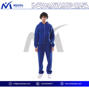 Ensemble de survêtement sportif pour homme grande taille, en coton épais, respirant, avec veste zippée et pantalon de jogging, confortable, style streetwear décontracté, idéal pour l'été - Product Image 2