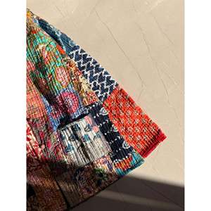 Indian Patchworked Quilted <b>Jacket</b> 1 1 Satin Fabric <b>Leather</b> Shell Linen Cotton Polyester <b>Blazer</b> Stripe for Spring Autumn Winter - Product Image 4