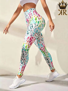 Leggings de fitness respirants en spandex/nylon/coton de style vintage imprimés en 3D pour femmes pour l'entraînement de gymnastique - Product Image 2