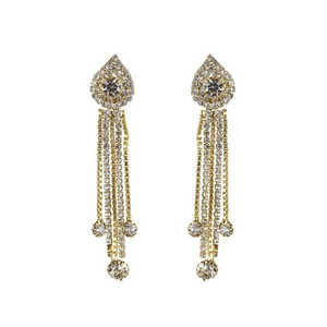 Tip Top Fashions 1303307 Boucles d'oreilles fines en pierre autrichienne plaquée or Dangler - Product Image 1