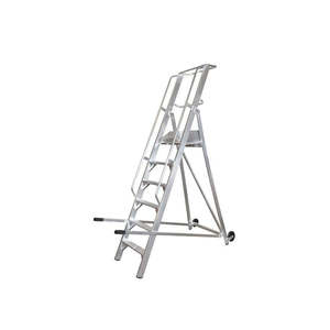 Industrial 6-<b>Step</b> <b>Platform</b> Ladder with Work <b>Platform</b> Galvanized Steel for Outdoor Warehouse Exterior Use Industrial Design Style - Product Image 1