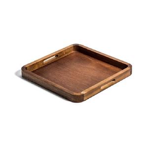 Plateau de service rectangulaire de luxe en bois naturel Squire avec poignées pour plat et assiette décoratifs pour la maison pour les fêtes - Product Image 1