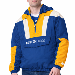 Veste coupe-vent personnalisée avec logo pour hommes |   Anorak léger imperméable à enfiler |   Veste coupe-vent à capuche pour sports de plein air en gros - Product Image 1