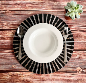 Grossiste ODM d'assiettes de présentation en nacre incrustée pour la salle à manger vaisselle rustique vaisselle napperon décoratif - Product Image 2