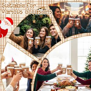 Vasos Desechables Biodegradables y Reciclables de PET/PLA para Bebidas Frías con Tapas Antiderrames, Libres de PFAS y BPA, Ecológicos, Navideños - Product Image 5