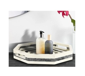 Bandeja de servicio con incrustaciones de cuerno y hueso respetuosa con el medio ambiente, cocina personalizada, decoración del hogar, muebles de sala de estar, bandeja de almacenamiento al mejor precio - Product Image 1
