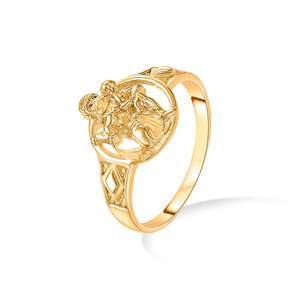 Bague statement en or jaune à coupe marquise Mahabali Hanuman pour homme - Product Image 3