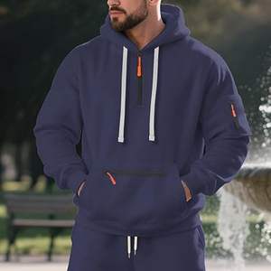 High Quality <b>Men's</b> <b>Fleece</b> Workout Athletic Long Sleeve <b>Quarter</b> <b>Zip</b> Pullover Hoodies Sweatshirt - Product Image 2