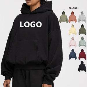 100% algodón personalizado Boxy Fit Hoodie hombres mujeres peso pesado 380gsm pulóver bordado RhinestoneCropped sudaderas con capucha - Product Image 4