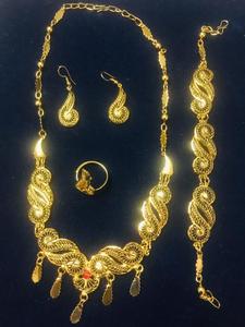 2024 Vintage Style italien indien inspiré 24K plaqué or cuivre collier diamant clouté mode ensemble de bijoux Direct USA - Product Image 5