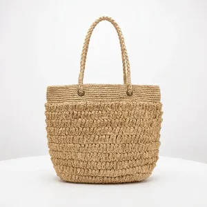 Bolso de Hombro de Rafia Tejido a Mano, Estilo Bohemio, para Verano, Playa, Compras, con Correa Desmontable para Mujer - Product Image 2