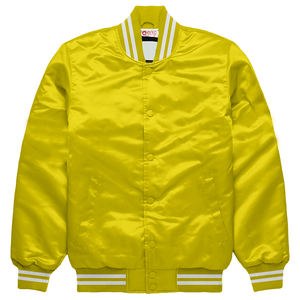 Chaqueta Varsity de satén amarillo Premium, chaqueta Bomber universitaria de béisbol Letterman, ropa deportiva personalizada para equipos y entusiastas - Product Image 1