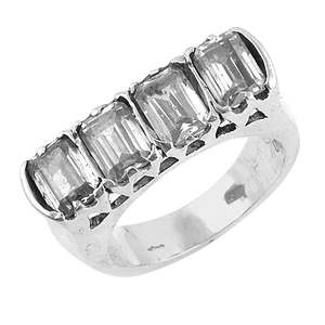 Anillo de Plata de Ley con Corte Esmeralda y Perla Natural, Chapado en Platino y Rodio, con Incrustaciones de Rodio, Regalo de Aniversario para Mujer - Product Image 3