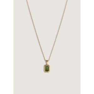Colgante de Turmalina Verde Corte Esmeralda Hecho a Mano Lyra, Amuleto Religioso Bañado en Rodio con Engaste de Bisel - Product Image 3