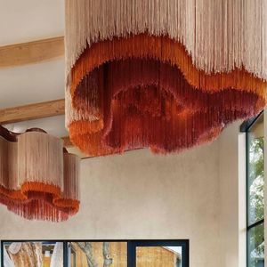 Suspension décorative de plafond <span class=keywords><strong>en</strong></span> macramé <span class=keywords><strong>arc</strong></span>-<span class=keywords><strong>en</strong></span>-<span class=keywords><strong>ciel</strong></span> à franges superposées pour la décoration de plafond de fête et d'espace commercial - Product Image 4