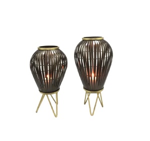 เชิงเทียนสำหรับตกแต่งบ้านทำจากเหล็กทอสีน้ำตาล - Product Image 1