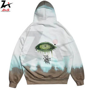 เสื้อฮู้ดเย็บปะติดเสื้อมีฮู้ดโอเวอร์ไซส์ทำมือย้อมสีงานเย็บปะผ้าคอตตอนไม่เหมือนใครผลิต100% - Product Image 6