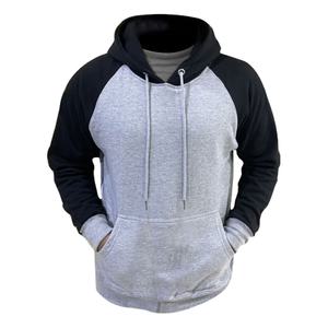 Custom Design 100% Cotton <b>Black</b> & Grey Men's <b>Hoodie</b> Casual Wear Cotton Fleece Hoodies For Men - Product Image 1