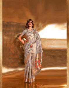 ชุดเดรสผ้าทิชชู่ผ้าไหมส่าหรีสไตล์ปากีสถานชุดปาร์ตี้สำหรับผู้ใหญ่ - Product Image 4