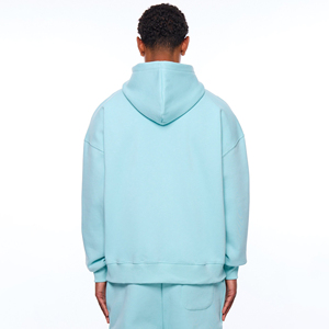 Sudadera con capucha y cremallera para hombre, azul claro, oversize, de forro polar, informal, holgada, con logotipo personalizado, para otoño - Product Image 2