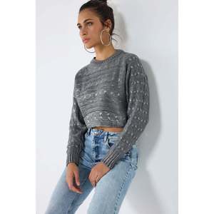 Suéter Corto de Punto Casual para Mujer, de Manga Larga, Transpirable y Cálido, con Decoración de Botones, Logotipo Estampado en la Parte Delantera, Chaqueta Corta para Damas - Product Image 2