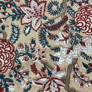 100% Premium coton tissu-sable marron Floral main bloc imprimer Boho Chic rustique décor à la maison bricolage Quilting robe faisant tricoté - Product Image 2