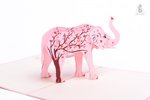 Vietnam usine en gros 3D carte de voeux éléphant amour arbre Pop Up artisanat - Product Image 5