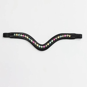 Banda para cejas de caballo de cuero duradero de calidad superior para deportes y equitación con diseño de corazón, cadena de cristal, banda para cejas ostentosa - Product Image 2