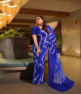 Sari de Chinon Puro para Mujer con Elegante Trabajo |   Ropa Étnica para Festivales y Bodas Indias - Product Image 5