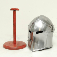 Casco Visor de Barbuta Medieval Hecho a Mano, de Acero Suave, para Cabeza Completa, Armadura de Caballero, para Recreación Histórica y Ferias