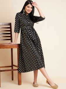 ชุดเดรสออกงานลำลองสำหรับผู้หญิง ดีไซน์หรูหรา แขนสั้น คอปกพับ ลายจุด ผ้าฝ้าย ทรงเข้ารูป กระโปรงบาน ความยาวปานกลาง ขายส่ง - Product Image 6