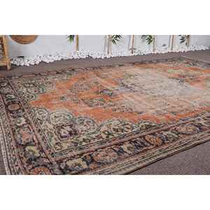 Grand tapis turc 6,3x9,4 pi (192x287 cm), tapis en laine vintage orange camouflage - Product Image 3