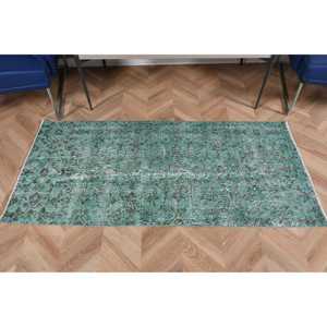 Tapis turc, petit tapis vintage 2,5x5,4 pieds, tapis en laine rayé vert - Product Image 3