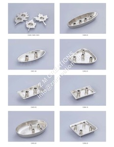 Support de bougie décoratif de mariage fait à la main en aluminium nickelé ovale à 4 pièces - Product Image 2