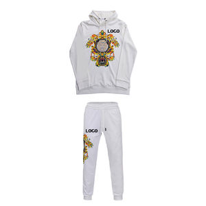 Ensemble de survêtements de jogging d'hiver à motif uni pour hommes de marque personnalisée comprenant un pantalon de survêtement et un sweat à capuche avec logo personnalisé de marque privée - Product Image 1