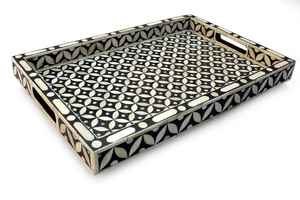 Bandeja de Servicio con Incrustaciones de Hueso Indio con Diseños Florales Personalizables, Diseño Moderno, Ecológica, Opciones de Tamaño para Bodas, Fiestas y Ramadán - Product Image 5