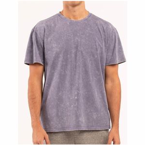 Qualité supérieure 100% coton lavé à l'acide vintage t-shirts décontracté respirant coupe régulière haute rue hommes chemises logo personnalisé t-shirts - Product Image 1