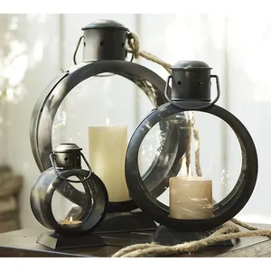 最新设计桌面灯笼黑色粉末涂层蜡烛摩洛哥灯笼现代设计蜡储物架