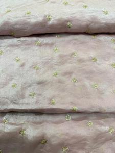 Premium Space Silk Fabric with Gold Jari Butti Embroidery All Over Design for Wedding and <b>Party</b> Wear Dresses at Good Price - Product Image 2