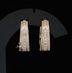 Pendientes de aro de Plata de Ley 925 con tachuelas de diamantes cultivados en laboratorio de corte brillante redondo brillante para Unisex - Product Image 4