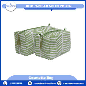 Bolsa de Cosméticos Acolchada de Algodón Indio Azul Hibisco, Estampada en Bloque, de Alta Calidad, Directamente del Fabricante, a la Venta a Precio Económico - Product Image 4