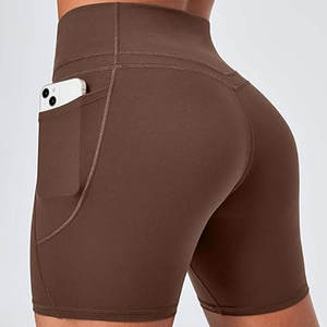 กางเกงขาสั้นเอวสูงมีกระเป๋าสำหรับผู้หญิงชุดออกกำลังกายกลางแจ้งชุดใส่เล่นกีฬาวิ่งเล่นโยคะ - Product Image 6