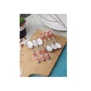 Couverts plaqués argent en vrac en acier inoxydable de conception professionnelle Couverts à poignée incroyable en résine rouge et blanche - Product Image 1