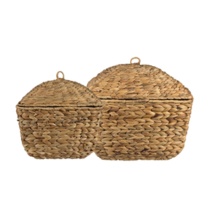 Basic Style Water Hyacinth Storage Basket <b>With</b> <b>Lid</b>, Natural Handwoven Basket Convenient For Kitchen Home Storage From Vietnam - Product Image 5