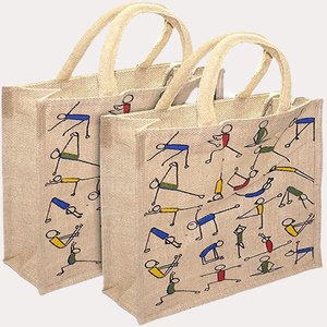 Producto de Venta caliente de alta calidad logotipo personalizado yute bolsa de compras bolsa de lona de algodón artículo personalizado estilo patrón carta promoción IND - Product Image 3